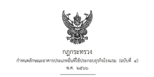 กฎกระทรวงกำหนดลักษณะอาคารประเภทอื่นที่ใช้ประกอบธุรกิจโรงแรมม (ฉบับที่ 4) พ.ศ.2566